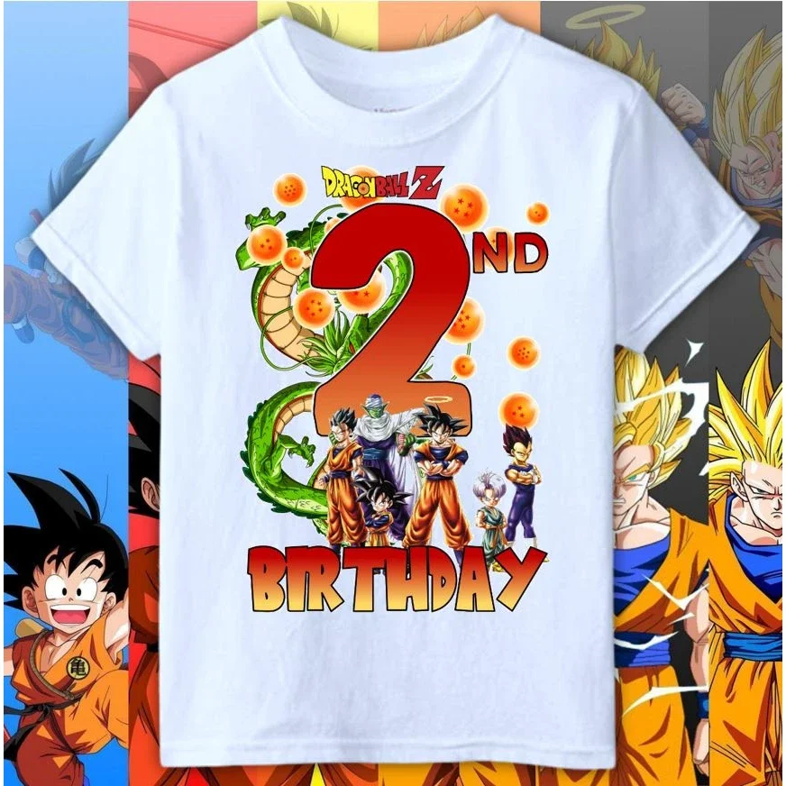 Summer Children's Cotton T-Shirt - Trend Dragon Ball Birthday Collection Printed Short Sleeve - Soft and Comfortable Clothing