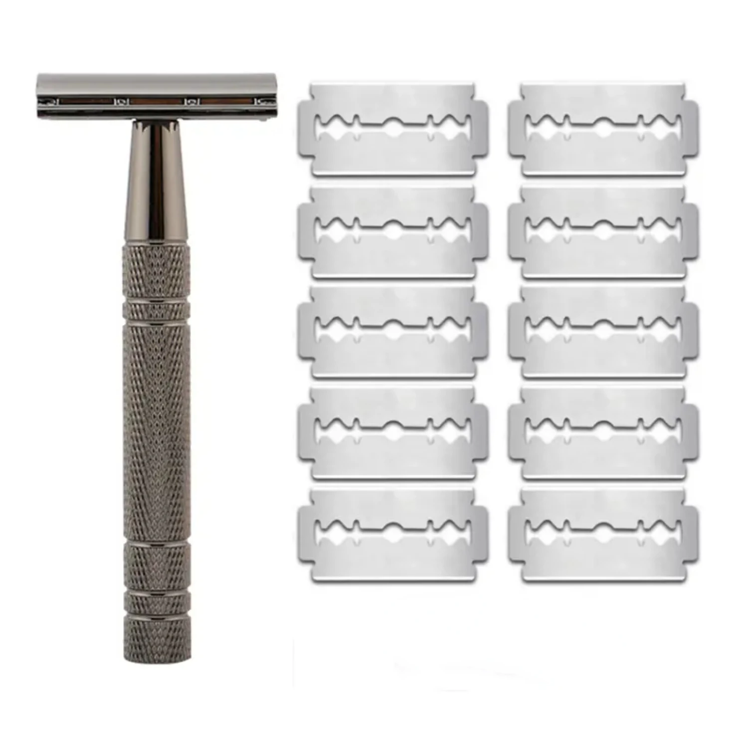 Экологически чистая мужская металлическая бритва для бороды с 10 лезвиями, женская безопасная бритва для гладкого бритья, многоразовая и придающая боль