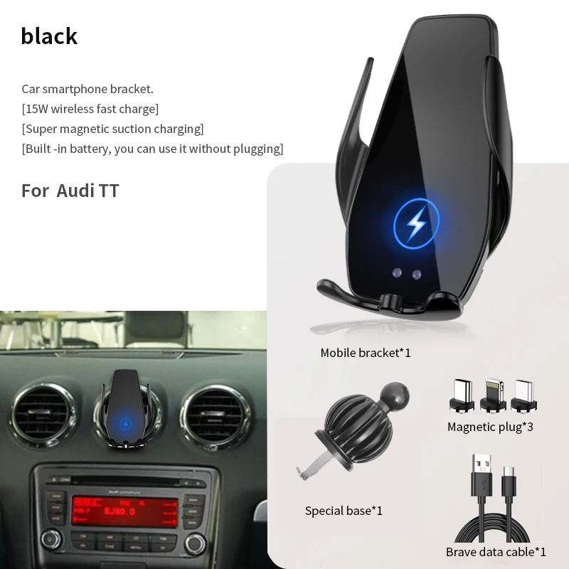 

Car Phone Holder For audi TT 2009-2022 Outlet Block -type base wireless bares rack accessories