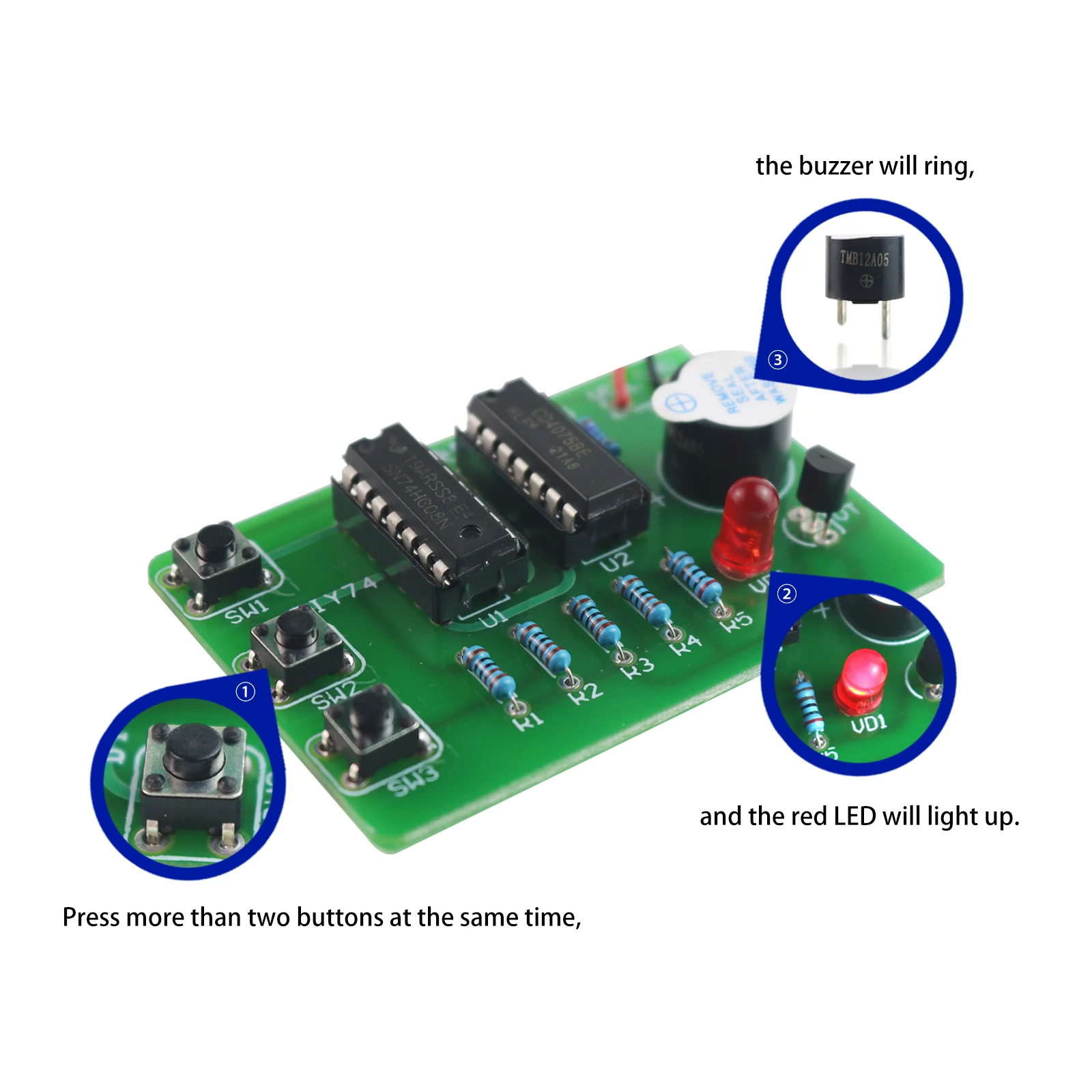 Imagem -04 - Diy Electronic Voting Machine Kit Circuit Lab Kit Três Pessoas Laboratório para Treinamento de Estudantes Labs em Princípios Eletrônicos