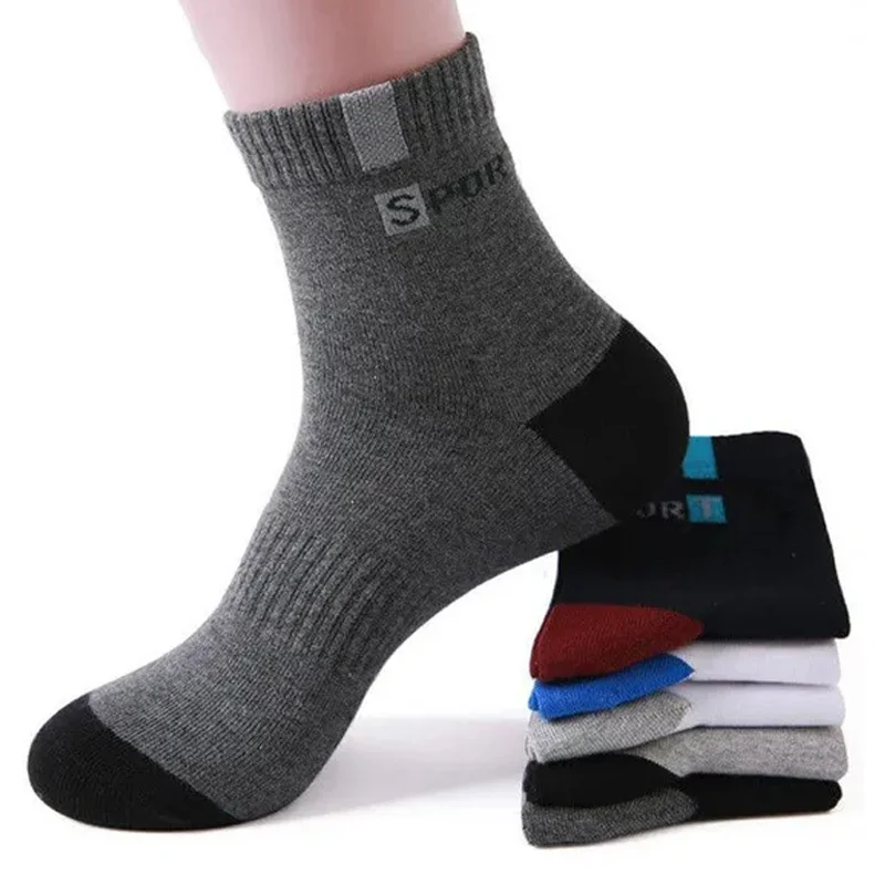 Bamboo Fiber Autumn Winter Men Middle Tube Socks Cotton Sports Sock Breathable Deodorant Business Socks Plus Size 36-43