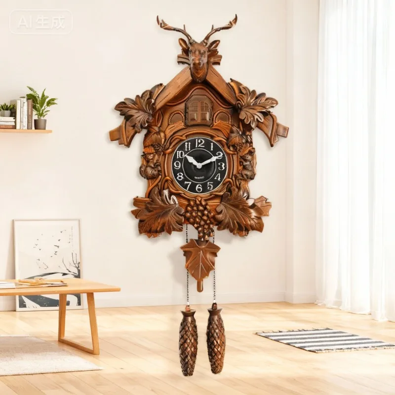 Wall Clock Aesthetic Cuckoo Clocks Retro Wall Watch Decorative Watches Luxury Living Room Ornaments Elegant Home Decoration