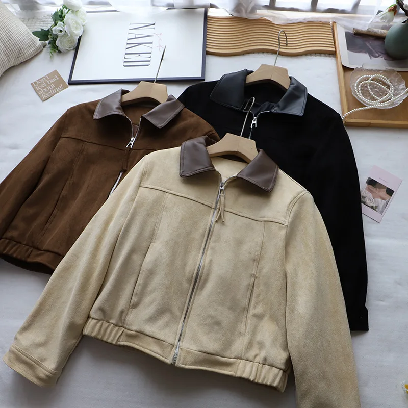 Zekye 2025 الخريف والشتاء جديد الكورية نمط الموضة المرقعة فضفاض التخسيس تنوعا سترة قصيرة ملابس خارجية نسائية #2