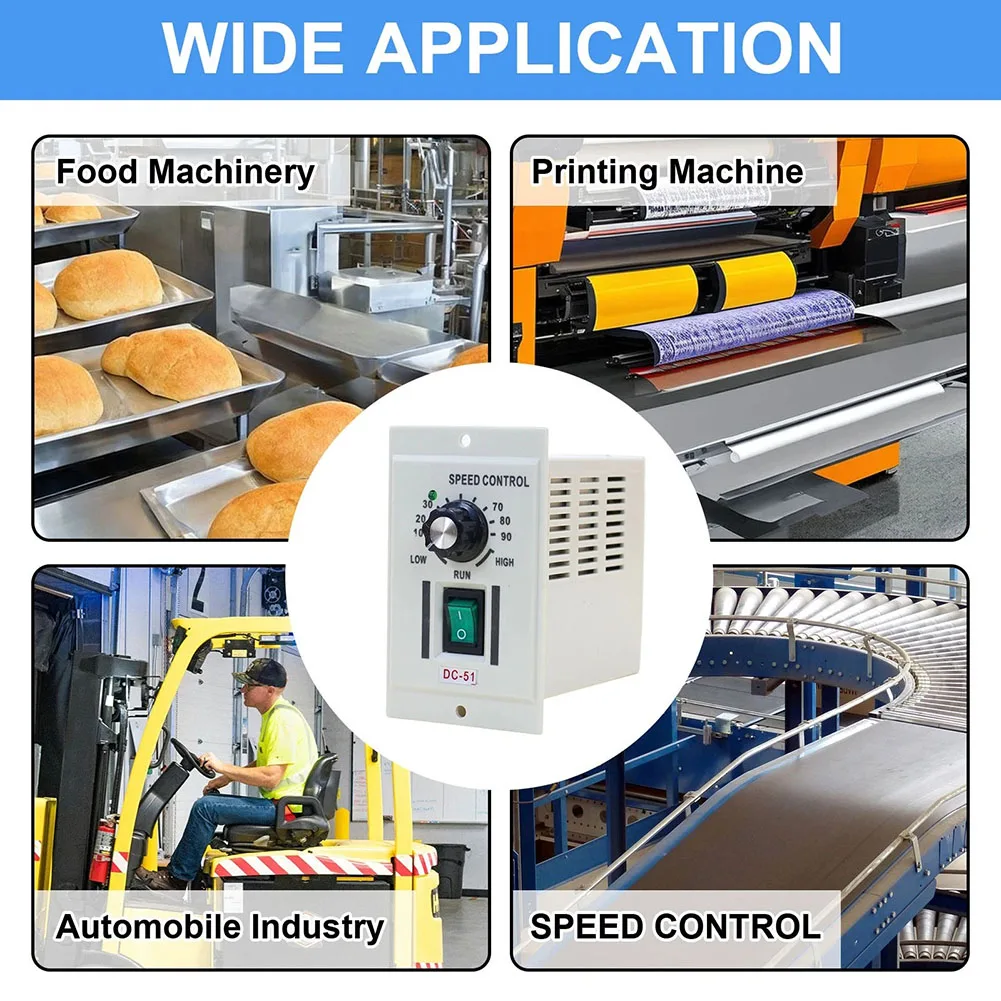 Knob Adjustable DC Motor Controller 0-90V Output Compatible with 110V AC Input for DC Motors Under 400W Power Rating