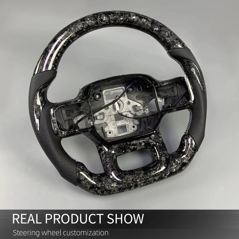 Custom Sliver Forged Carbon Fiber Steering Wheel for  F150  R 2019-2025 with Heating & Paddle Shifters