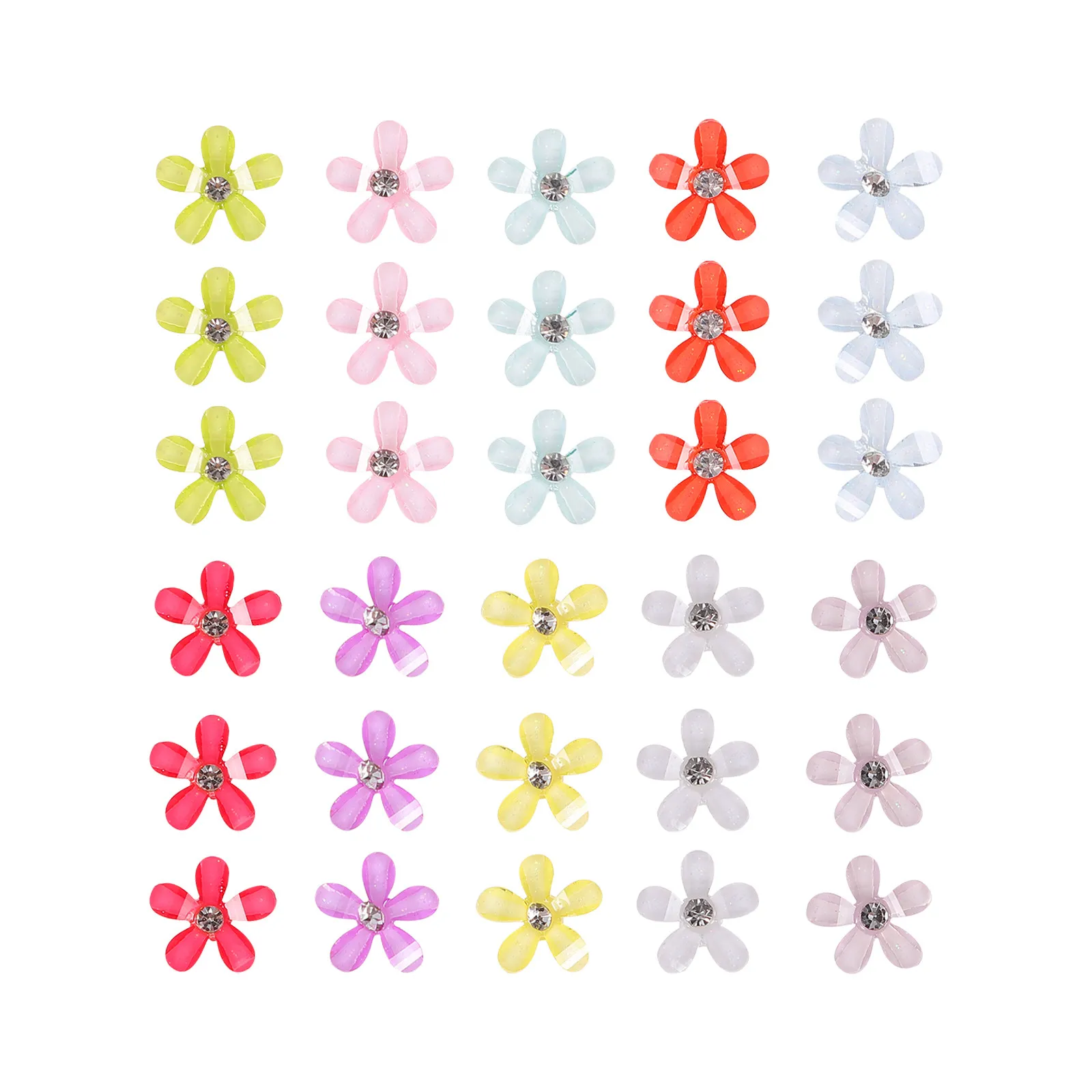 

100 шт. аксессуаров из смолы в форме пятилепестковых цветов для рукоделия: материалы для ожерелий, браслетов, брелоков, цепочек для свитеров, украшений для мобильных телефонов