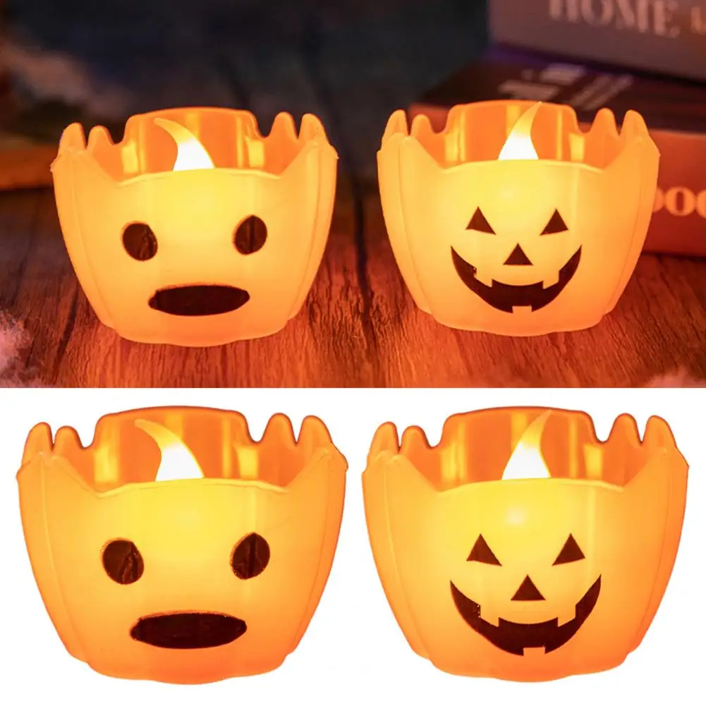 Skull Candle Holder for Halloween Halloween Led Pumpkin Candle Lights Set for Indoor Outdoor Fall Decor 6 Pack Flameless