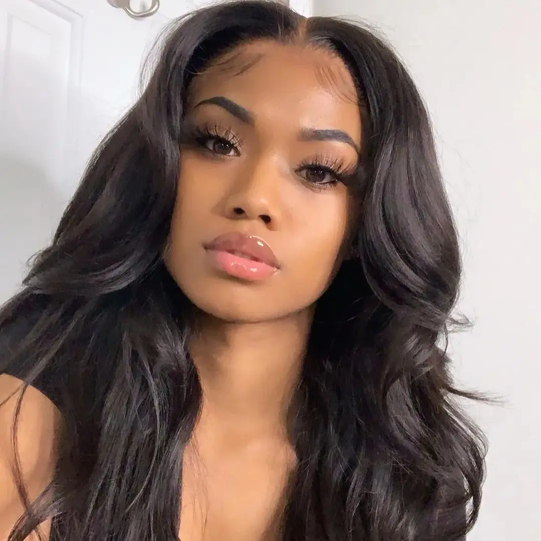 

Brazilian 100% Human Hair Wig for Women Black Color Body Wave 13x4 Transparent Lace Frontal Natural Hair Wig