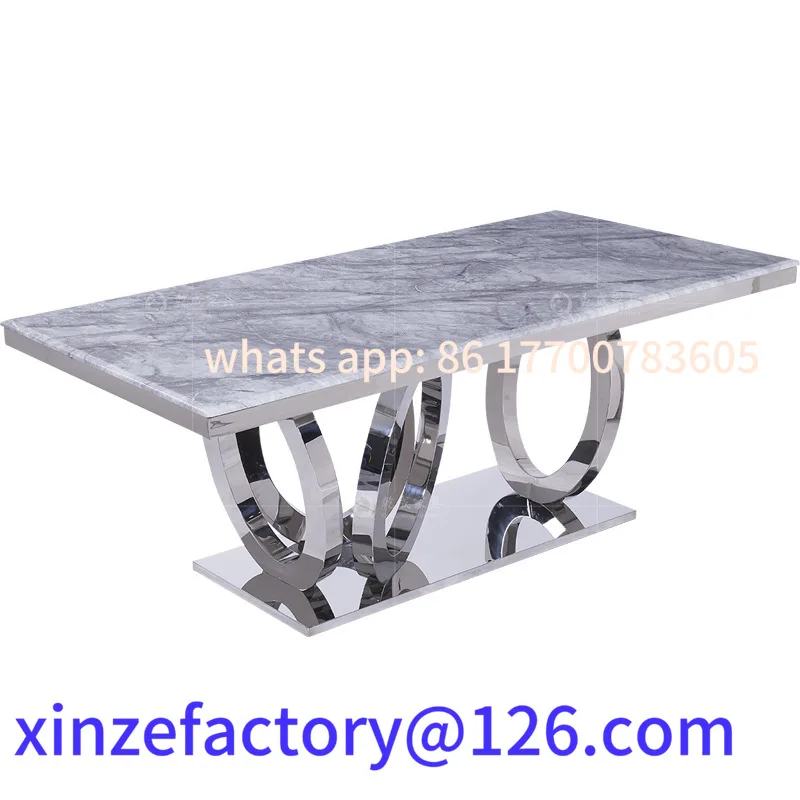 Light luxury marble dining table household high sense two meters rectangular Italian style