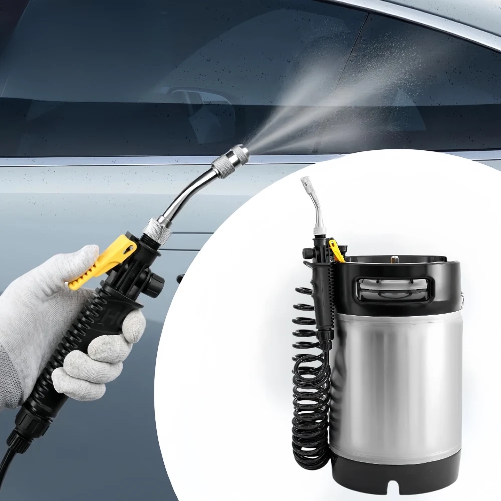 2.5 Gal Stainless Steel Car Washing Bucket Car PPF TPU Film Install Automotive Cleaning Kit w/Sprayer Car High Pressure Washer