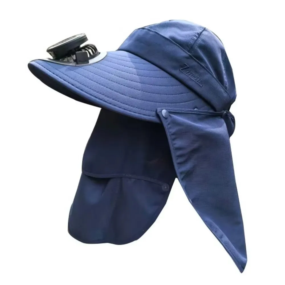 

Quick Dry Solar Fan Hat Solar Charging USB Charging Wide Brim Sun Cap With Mask Breathable Summer Fan Visor Cap Outdoor Travel