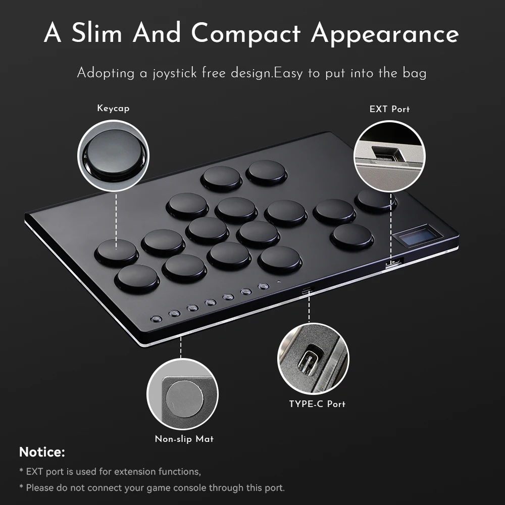 Haute42 M16 Aluminiowy Kontroler Arcade Bez Dźwigni, Bezszkieletowy Kontroler Arcade Hitbox do PC/PS4/PS5, Fightstick Bez Dźwigni, Hitbox Bez Dźwigni — zdjęcie produktu 5