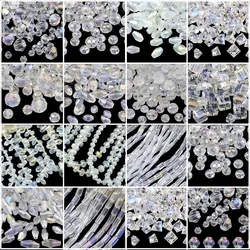 White Austrian Crystal 3 4 6 8mm Square Round Triangular Teardrop Loose Spaced Beads For Jewellery Making DIY Bracelet Necklace