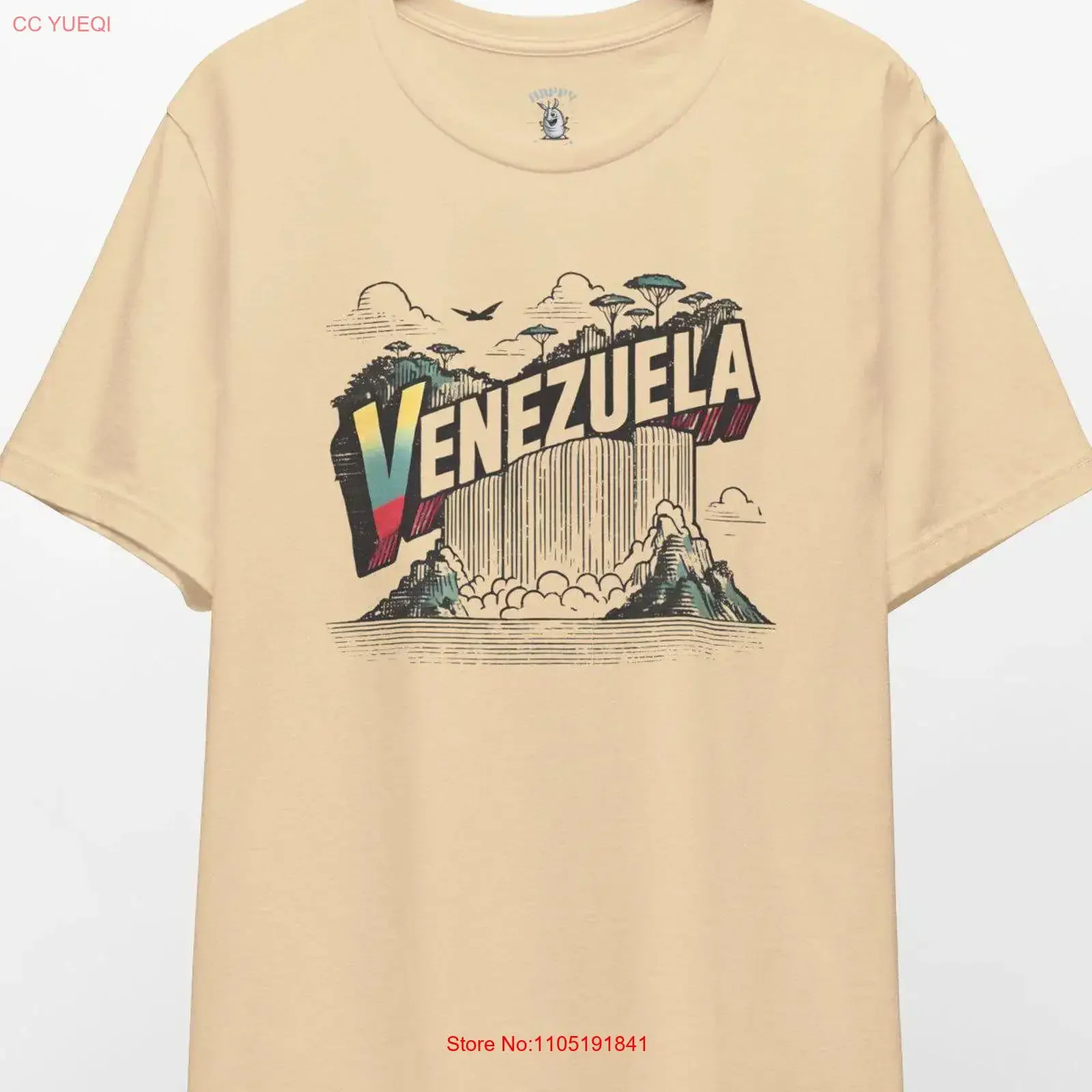 Vintage Venezuela Waterfall T Shirt Retro Travel Souvenir vintage Washed Slightly Versatile homme Comfortable Soft Casual