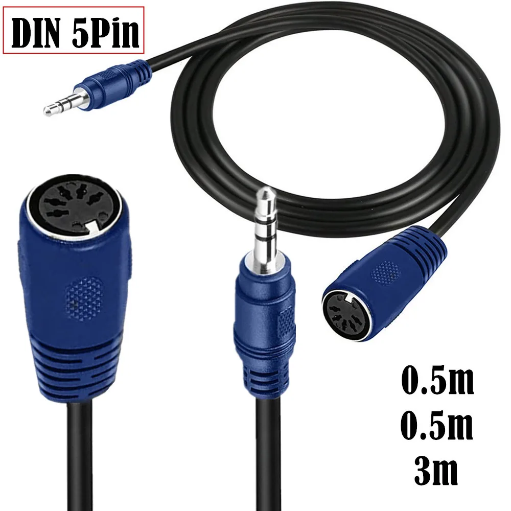 DIN to 3.5 mm Cable,  5 Pin DIN Female to 3.5MM male SmartPhone AUX Headphone Stereo Jack Adapter Input Cable 0.5m/1.5m/3m