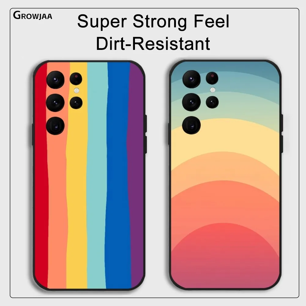 

Cartoon Rainbow Lines Phone Case for Samsung Galaxy S24 Ultra S22 S23 Ultra S21 S20 5G Protective Silicone TPU Funda