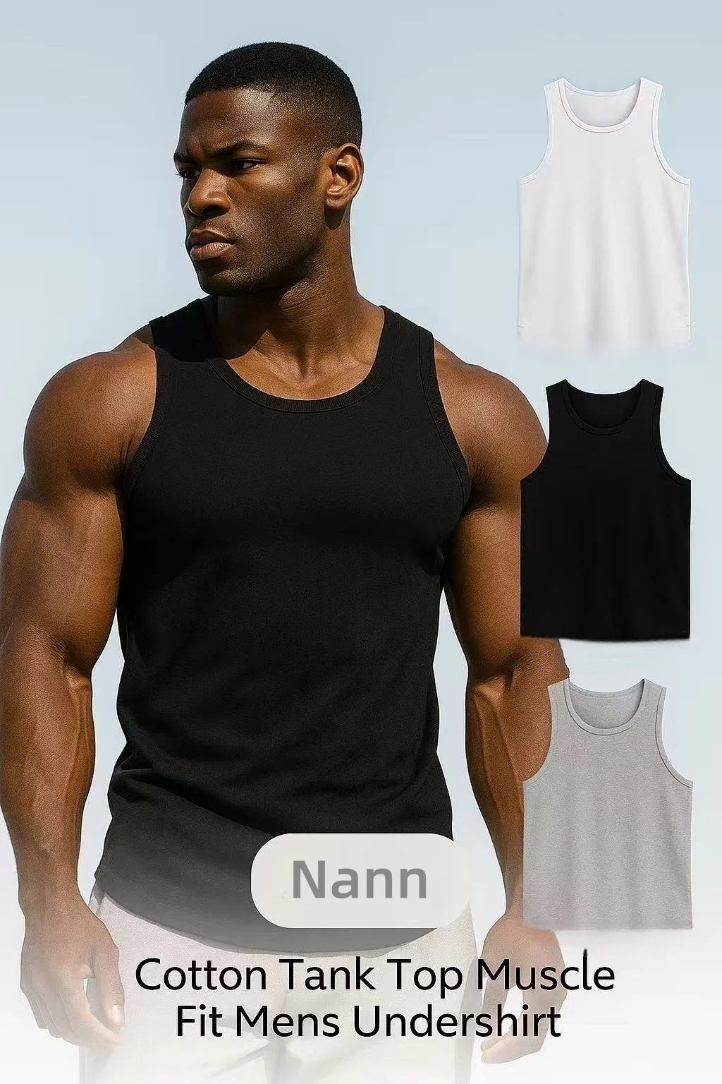 2026 Men's Cotton Tank Top Muscle Fit Sleeveless Undershirt Gym Workout Ribbed Vest Breathable Summer Training Shirt 3/2/1piece