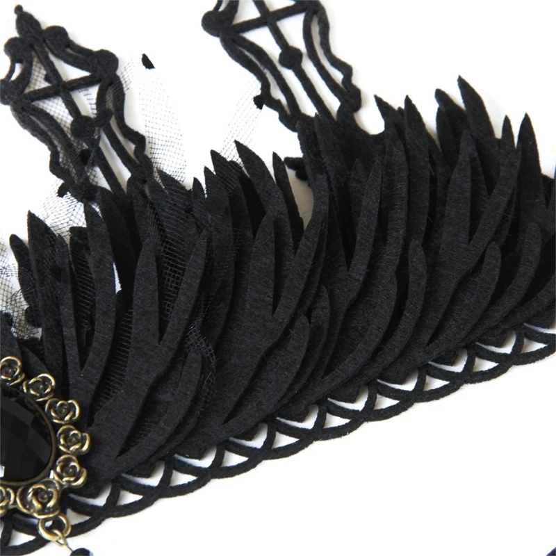 652F Schwarze Königin-Krone, Goth-Krone, Hexenkrone, Kopfschmuck, Goth-Stirnband, Halloween – Detail 5