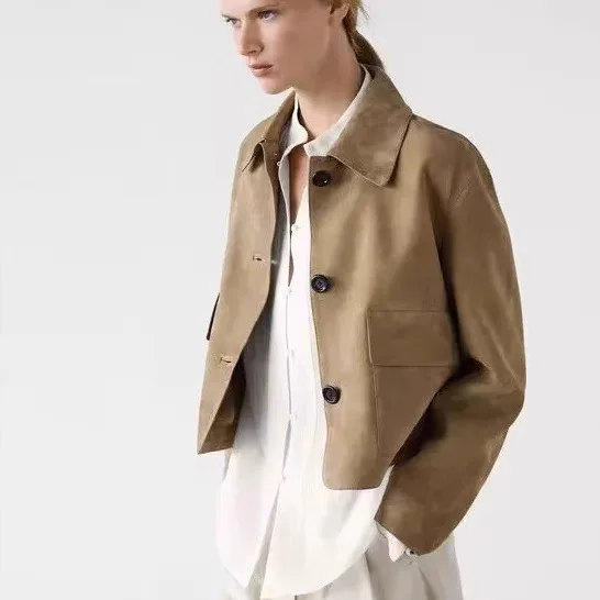 Primavera nueva llegada mujer Retro de gama alta sensación Casual cuero terciopelo Jaet traje prendas de vestir exteriores viaje Sle largo Sve ort Le...