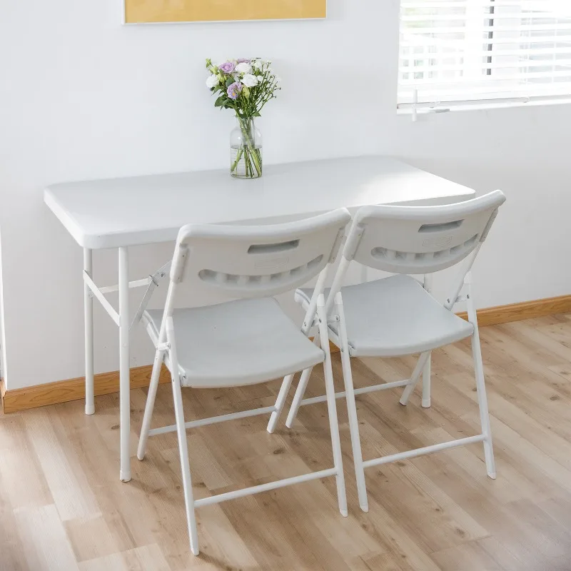 Simple Portable Plastic Foldable Table, Height Adjustable Multi-purpose Desk for Market Stall Home Training  Study