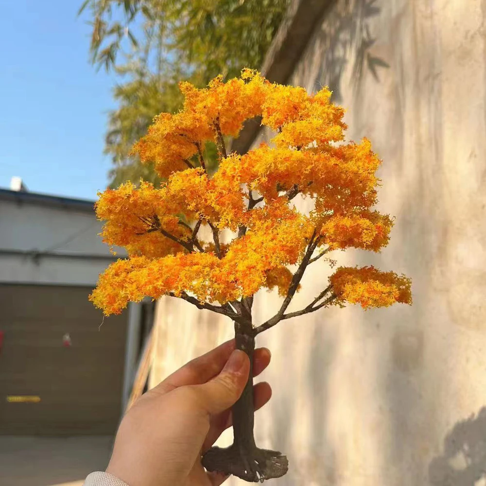 New Wire Flower Tree Fire Tree Silver Flower Model Yellow Orange Maple Tree Model Scale Train Layout Doll House Decoration