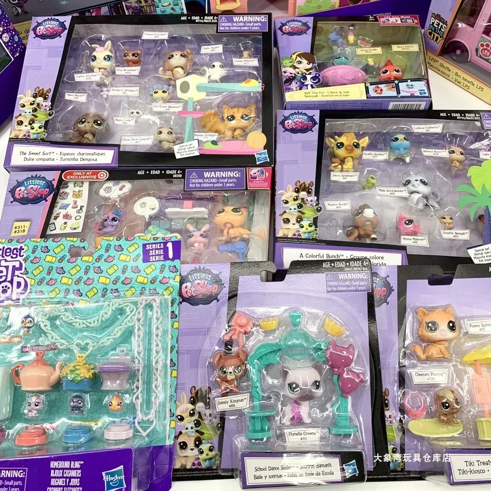 Original Hasbro Littlest Petshop Scenario Simulation Set Play House Mini Cute Animal Model Collection Toy Christmas Gift