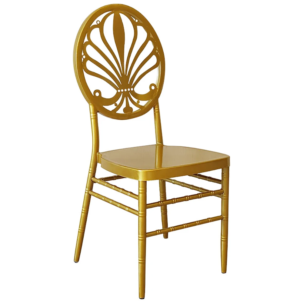 New Design Luxury Modern Furniture Gold Stainless Steel High Back Dining Chair For Banquet And Wedding