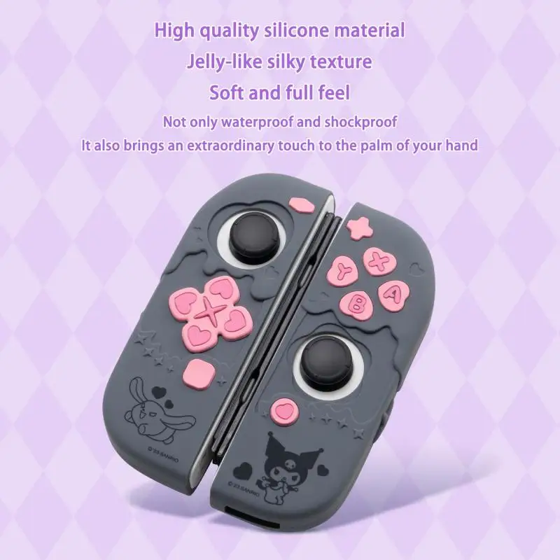 Switch Oled Handle Protective Case Joycon Silicone Case Kawaii Sanrioed Cinnamoroll Kuromi My Melody Cartoon Cute Girl Gift Ns