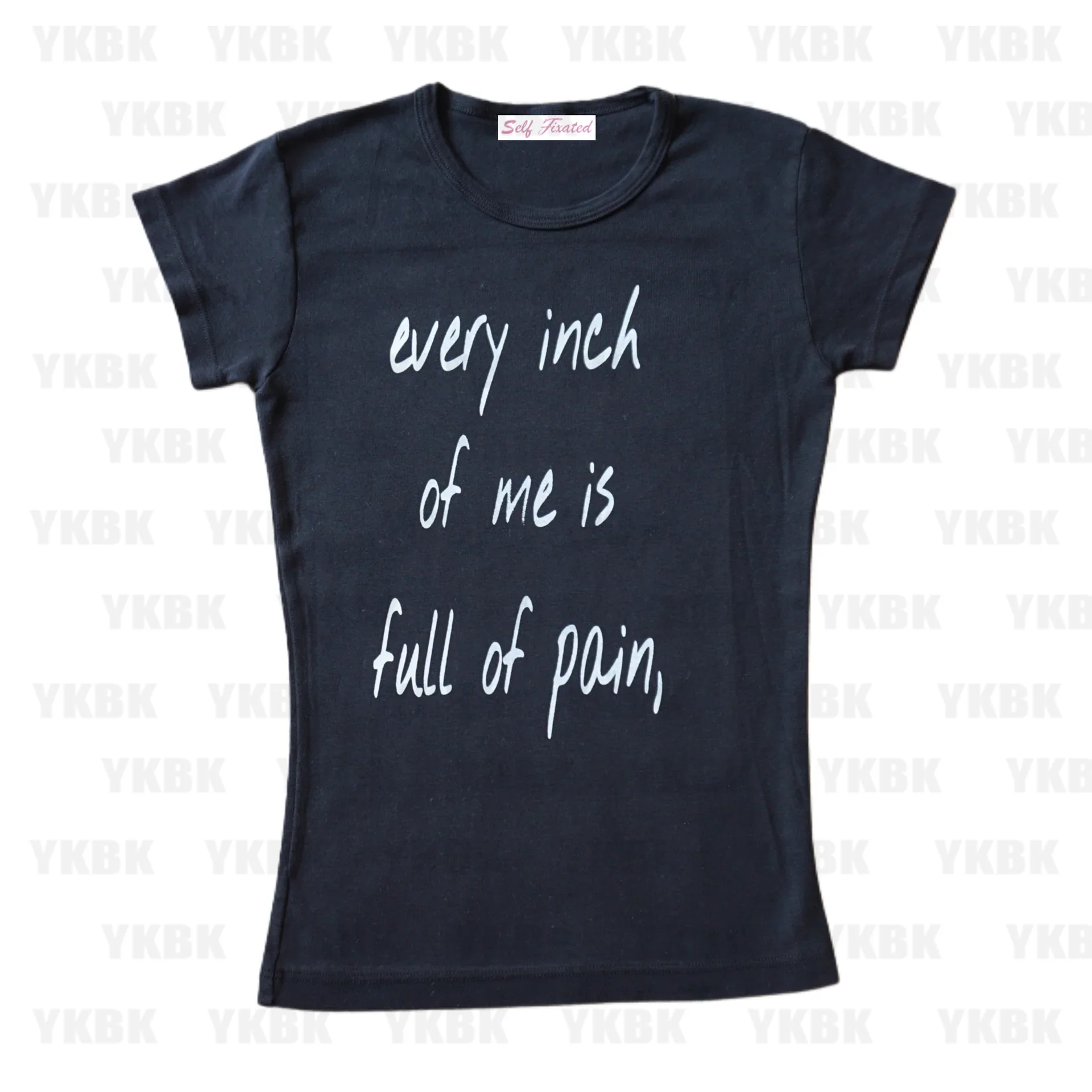 2000s Y2k Clothes Gothic Streetwear Crop Top Vintage Graphic Print Grunge T-Shirt Aesthetics Women's Punk Slim Emo girl Baby Tee