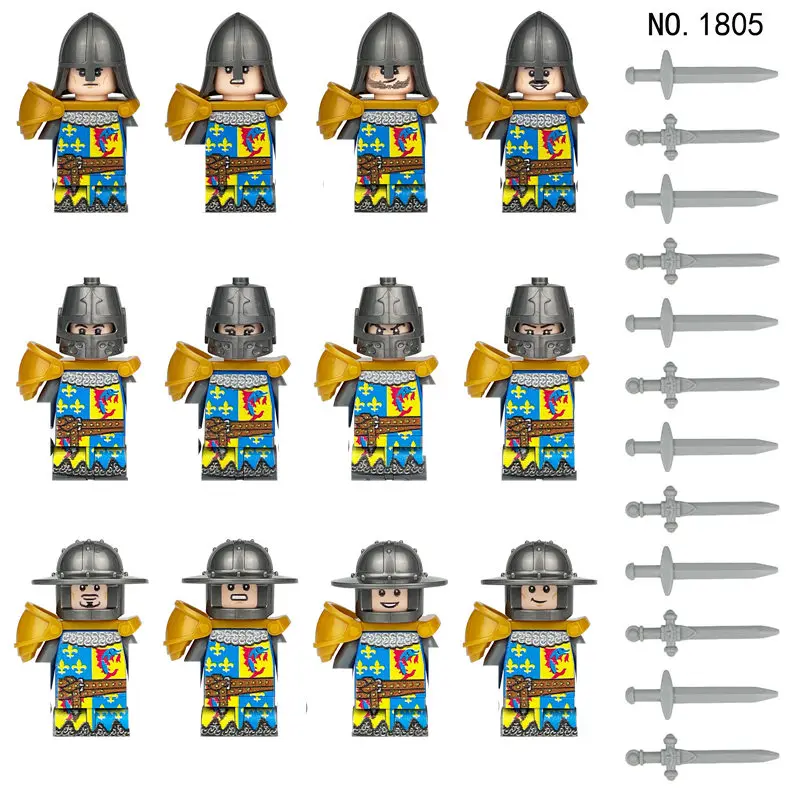 Medieval Warfare Roman Soldier Building Blocks Doll Temple Knight Golden Accessories Mini Action Figures For Children Model Toys