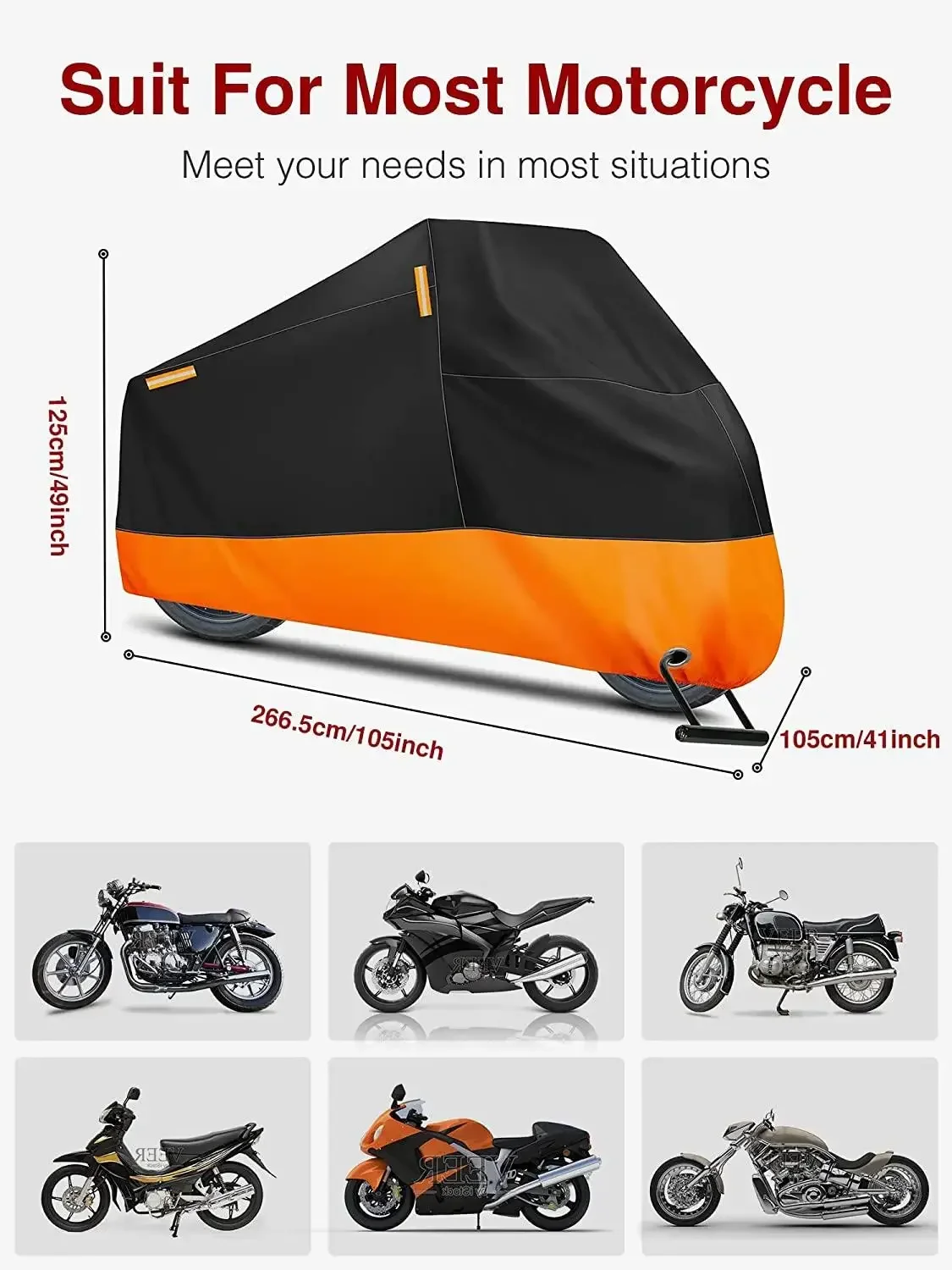 Outdoor 300D Oxford Motorcycle Accessories Heavy Duty Fabric four Seasons Motorcycle Cover