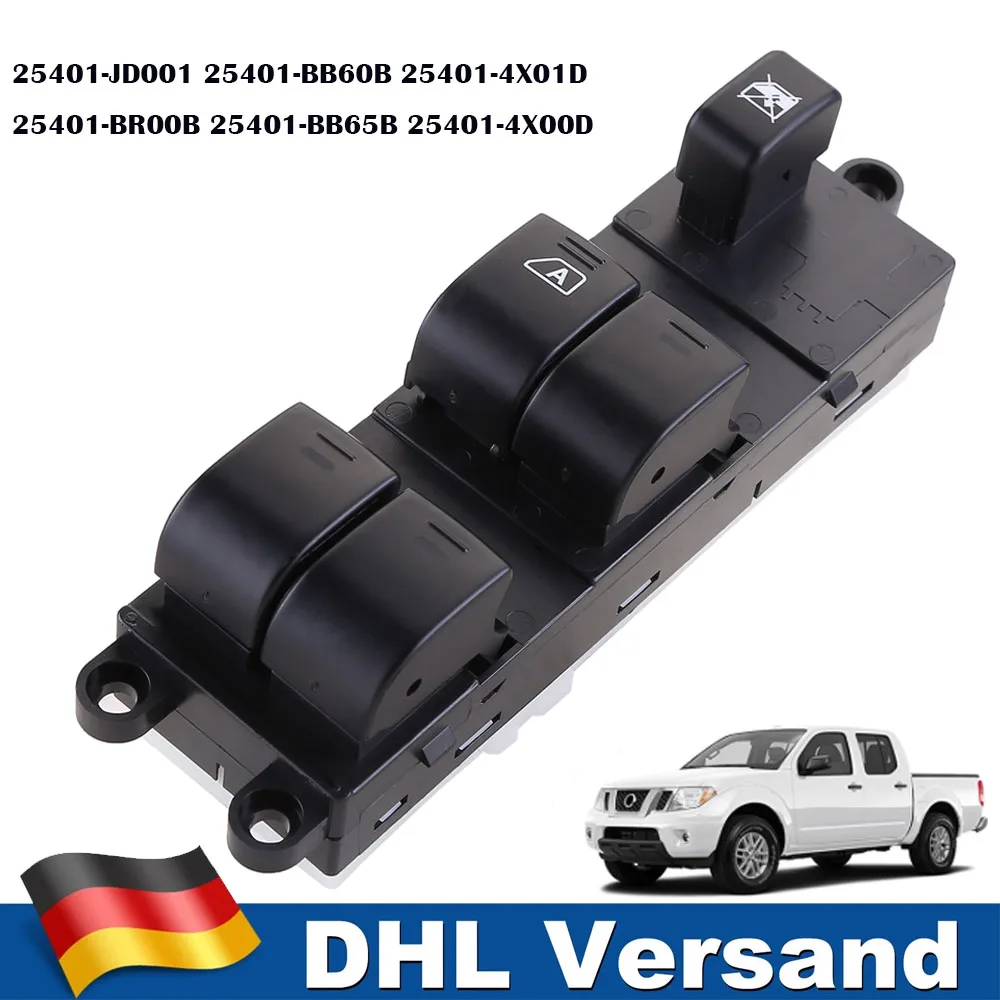 Bouton de Commande de Lève-Vitre Électrique de Haute Qualité pour Voiture Nissan Pathfinder R51 Navara D40 Qashqai J10, Unité de Commande de Vitre Avant Gauche 25401-JD001 25401-BB60B 25401-BB65B 25401-4X00D 25401-EB30B