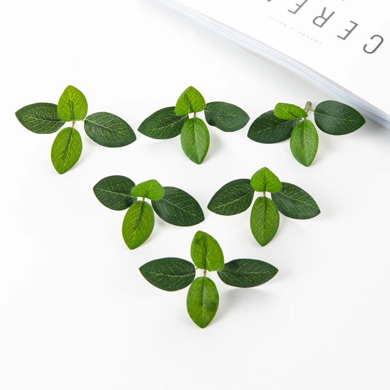 50PC Artificial Flowers Silk Tea Leaf Fake Plants DIY Scrapbook Candy Box Wedding Bridal Bouquet Christmas Home Party Decoration