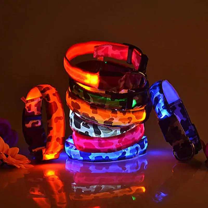 LED Dog Collar Luminous Adjustable Glowing Collar for Dogs Pet Night Safety Nylon Collar Safety Cats Puppy Pet Supplies