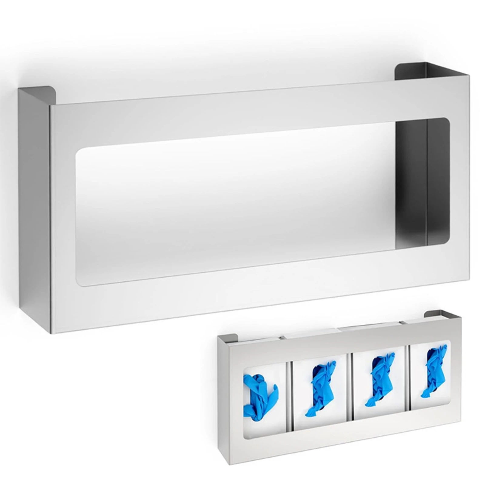 Glove Box Dispenser Rack Corrosion Resistant Stainless Steel Wall-Mounted Glove Box Dispenser Rack Compact Silver for Hospitals