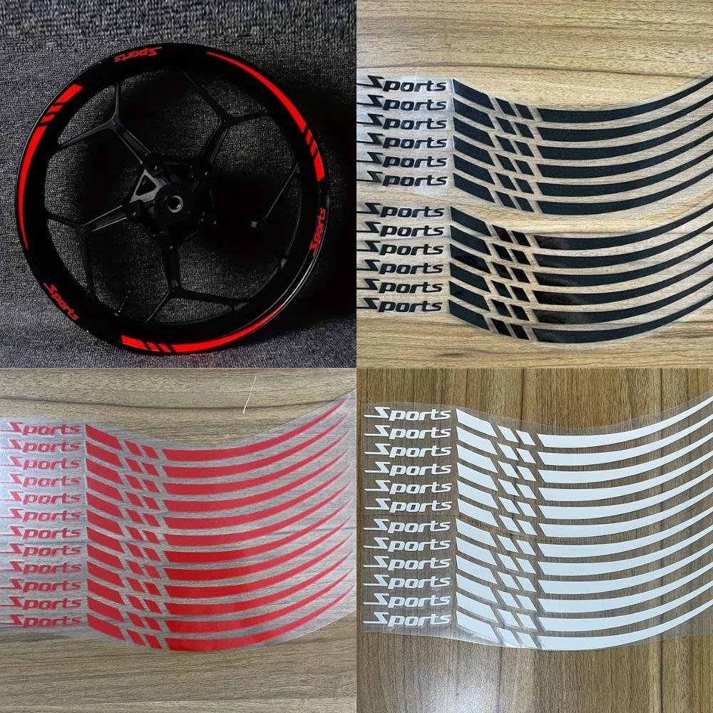 12pcs 18in Motorcycle Wheel Rim Motorcycle Hub Stickers Set Sport Stripe Decor Motocross Bike Wheels Stickers Waterproof Decals