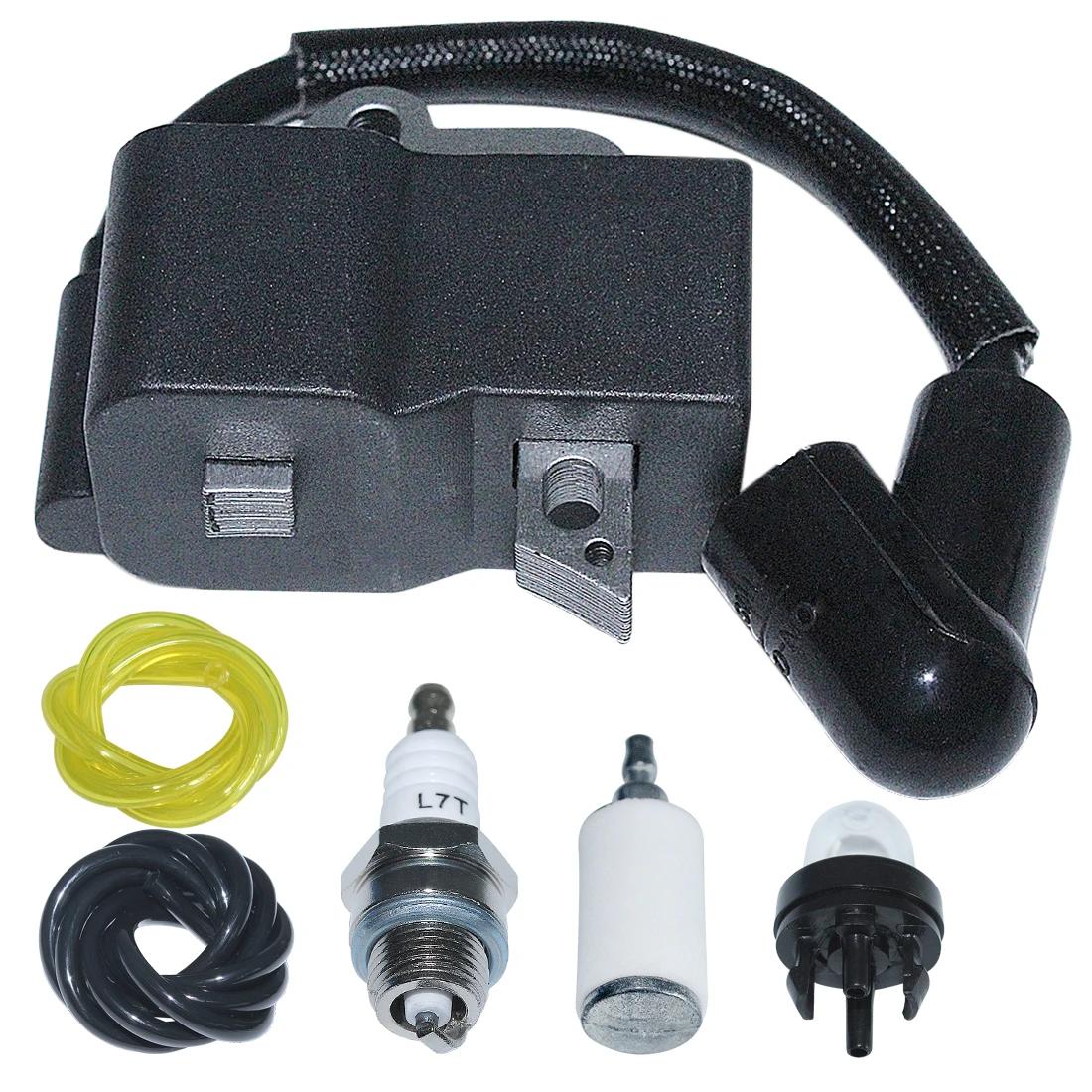 Ignition Coil Spark Plug For Homelite UT-10514 UT-10518 UT-10517 UT-10520 UT-10516 Fuel Filter Line Hose Chainsaw Replace Part