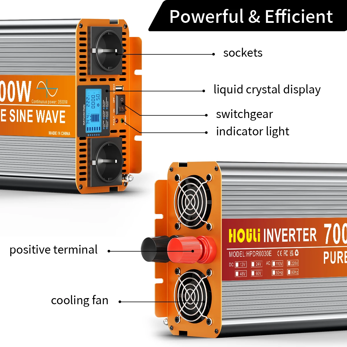 Houli inversor 12V 220V Onda Pura 3000W 4000W 5000W 6000W convertidor 12V a 220V transformador 220V 24v accesorios coche