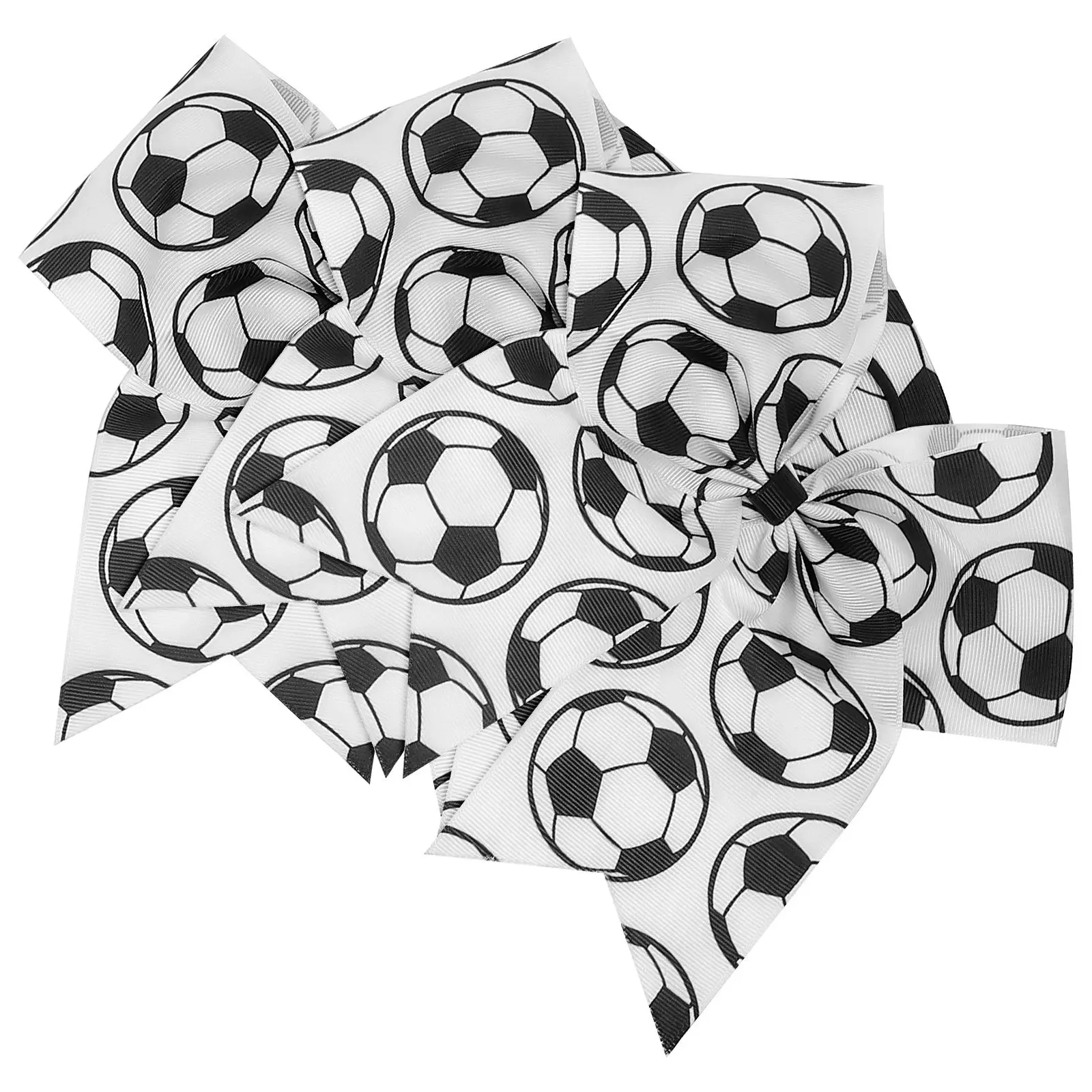

3pcs Football Hair Ties Soccer Pattern Large Bow Kids White Accessories Elastic Bows Girls Toddler Styling Secure Grip