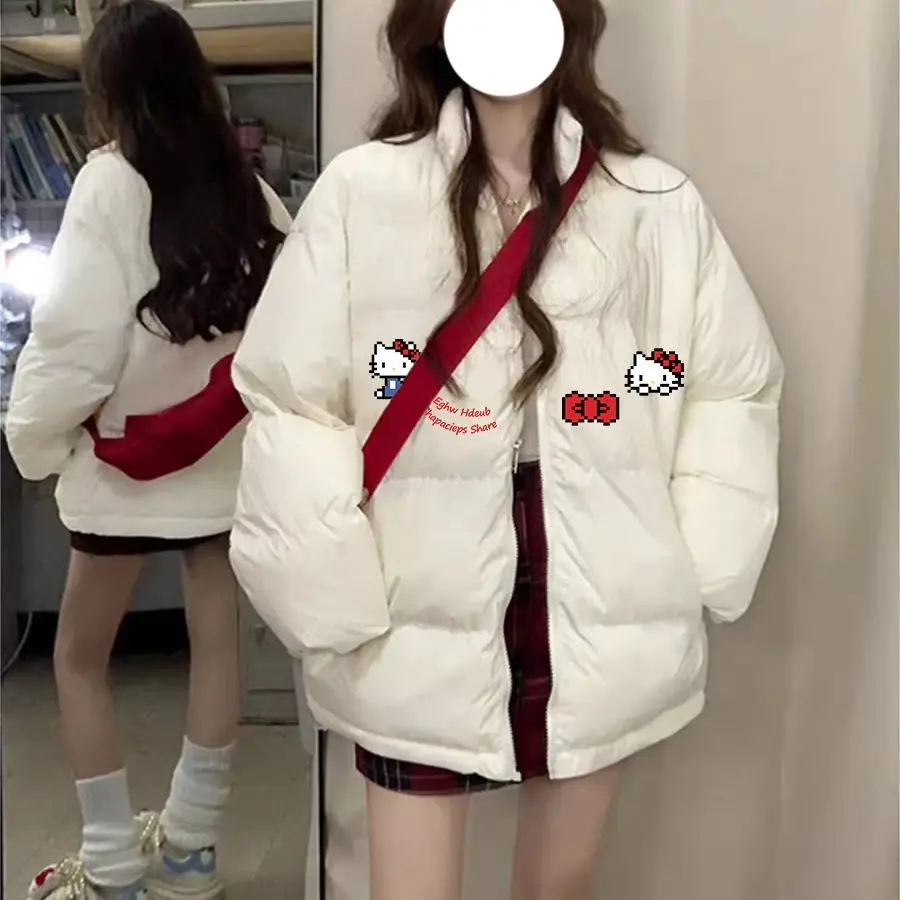 

Sanrios, зимняя хлопковая одежда, хлопковая куртка с героями мультфильмов «Hello Kitty», повседневная удобная модная универсальная куртка для подруги