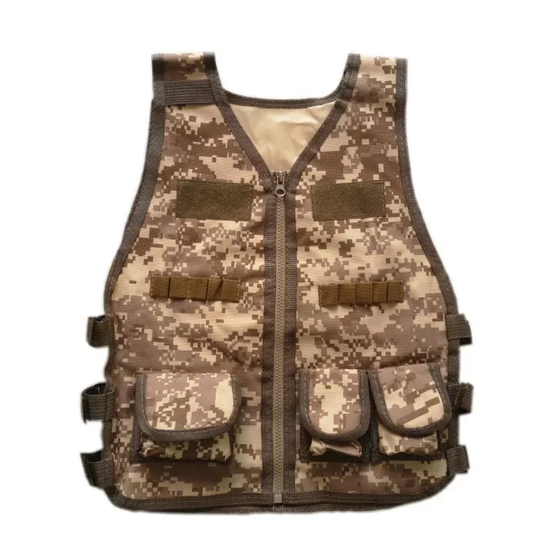 Kids Combat Camouflage Vest, Children CS Shooting Clothes, Tactical Waistcoat, Summer Training Protection Gear