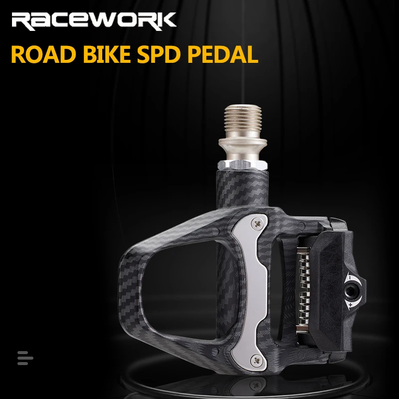 RACEWORK Road Bike Pedals Carbon Fiber Pattern Self-Locking Pedals For SPD Systems Bicycle Accessories