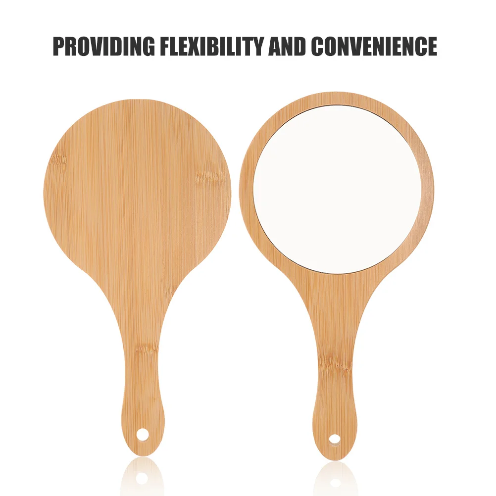 مرآة مكياج من الخيزران صغيرة محمولة للنساء، سطح زجاجي خفيف الوزن، انعكاس واضح، سفر العناية الشخصية #5