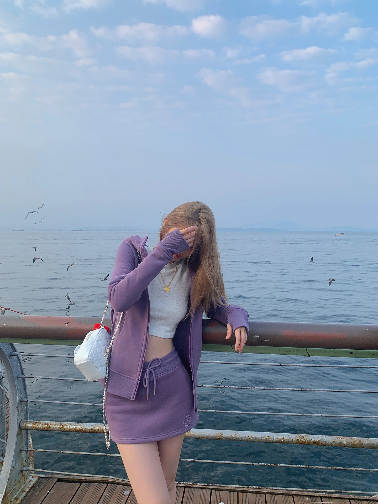 

Spor Knitted Casual High Waist A-Line Skirt Anti-Light Loose Elastic Waist Design Comfortable Fit for Ladies