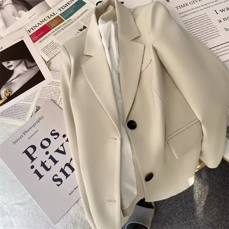 Giacca da abito autunnale per donna 2024 giacca da abito moda coreana Blazer da ufficio con colletto solido su misura Blazer larghi per donna