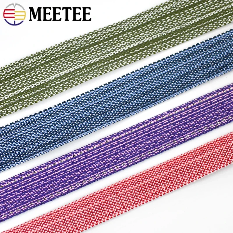 1/2/3/4/5M Cotton Ramie Webbing Strap Tape Jacquard Band Backpack Bag Belt Ribbons DIY Sewing Biasband Clothing Accessories