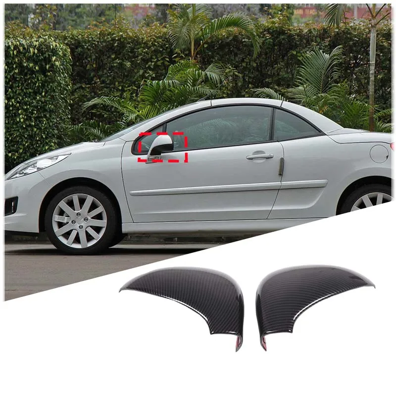 

For Peugeot 207 308 2006-2014 Car Side Door Rear View Mirror Cover Carbon Fiber/Matt Black/Glossy ABS Exterior Accessories 2 Pcs