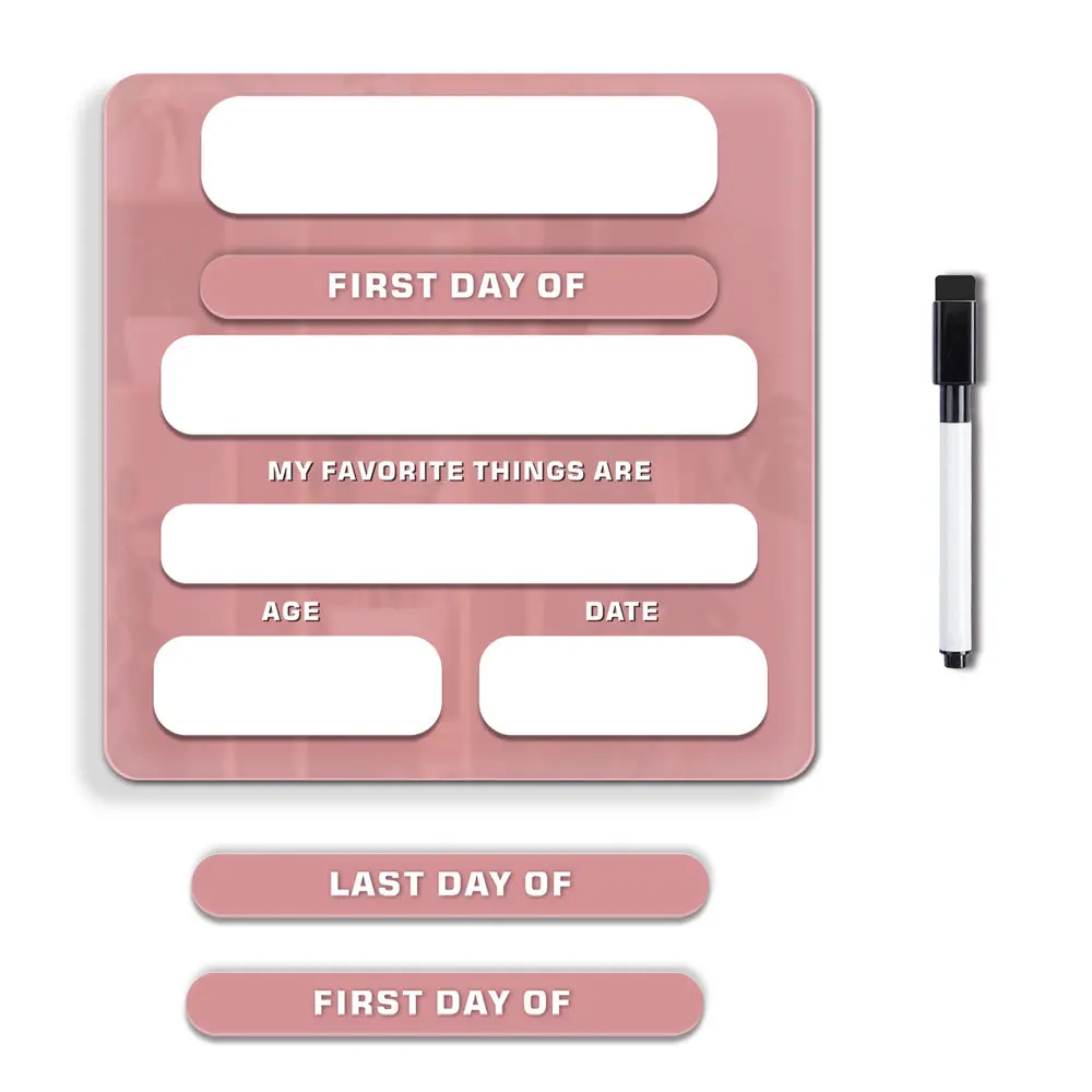 Interchangeable Milestone Sign for First Day of School and Last Day of School Designed for Repeated Use with Material