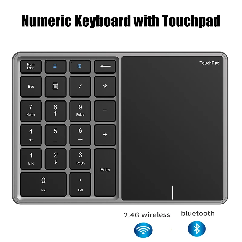 

2.4G Bluetooth Numeric Keyboard with Touchpad Number keypad Rechargable USB Wireless Digital keyboard for Android Windows IOS
