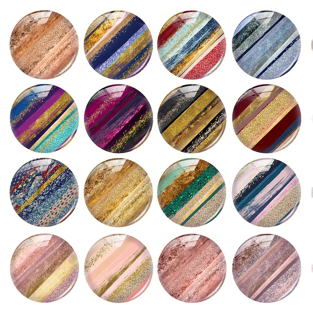 Random Mixed Round/Oval/Square Oil Painting Brush Stroke Photo Glass Cabochon Flatback Demo Cameo For Diy Jewelry Making